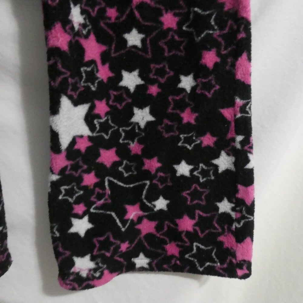 725 ORIGINALS | small | Black Fleece Pajama - Lounge Pants | Pink & White Stars - Picture 9 of 16